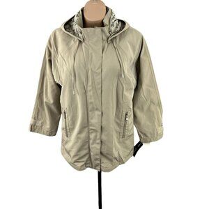 Stadium Jacket Plus Size 1X Water Resistant Detachable Hood NWT Pao Sport Beige